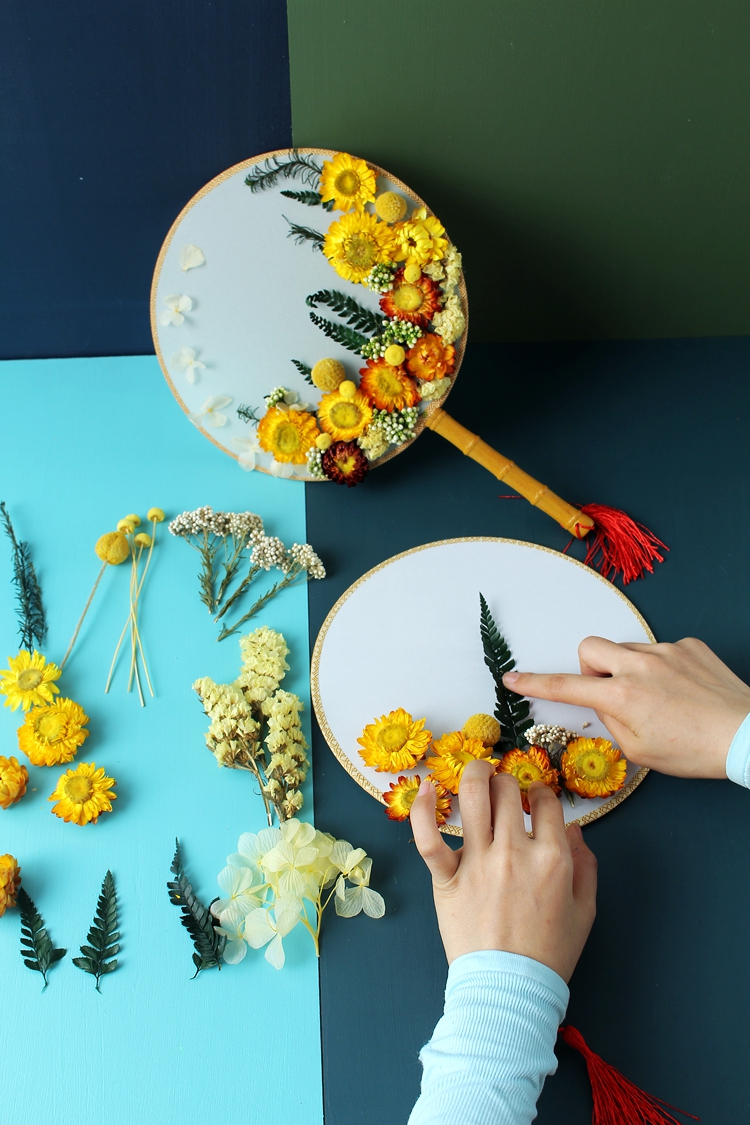 优选好货团扇干花diy材料花艺亲子母亲节沙龙永生花手工材料包咨询