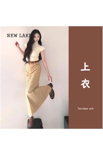 NEW LAKE韩剧女主穿搭盐系轻熟法式连衣裙子职业两件套装夏季女装港风长裙