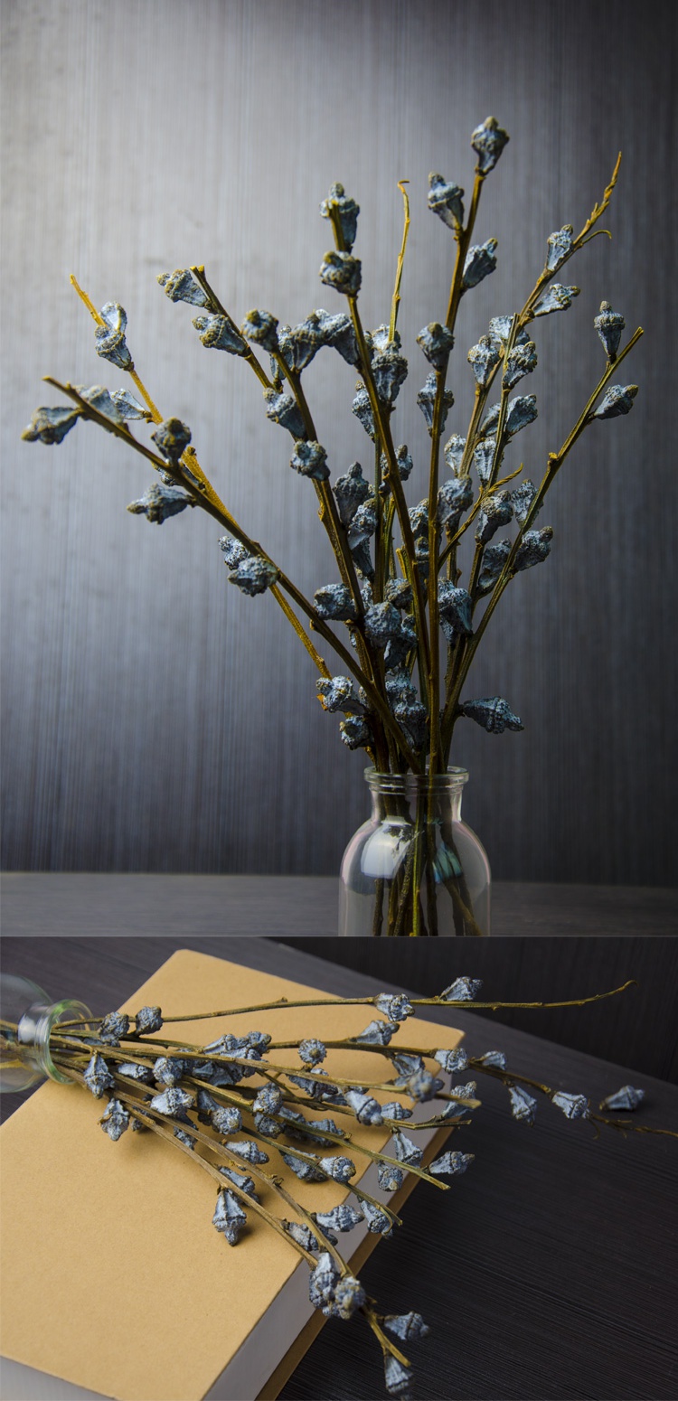 北欧尤加利果叶干花花束永生花植物树枝装饰摆件文艺干枝插花材料 封