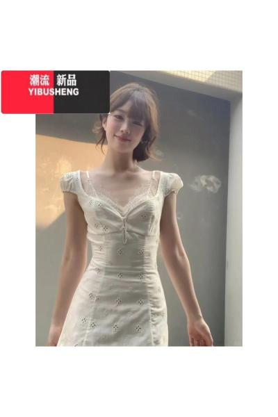 YIBUSHENG新中式法式白色连衣裙子女季2024新款小个子看气质收腰短裙