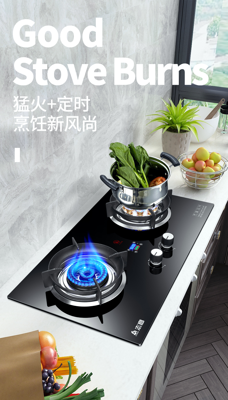 志高(chigo)燃气灶煤气灶双灶家用液化天然气灶嵌入式台式炉具节能