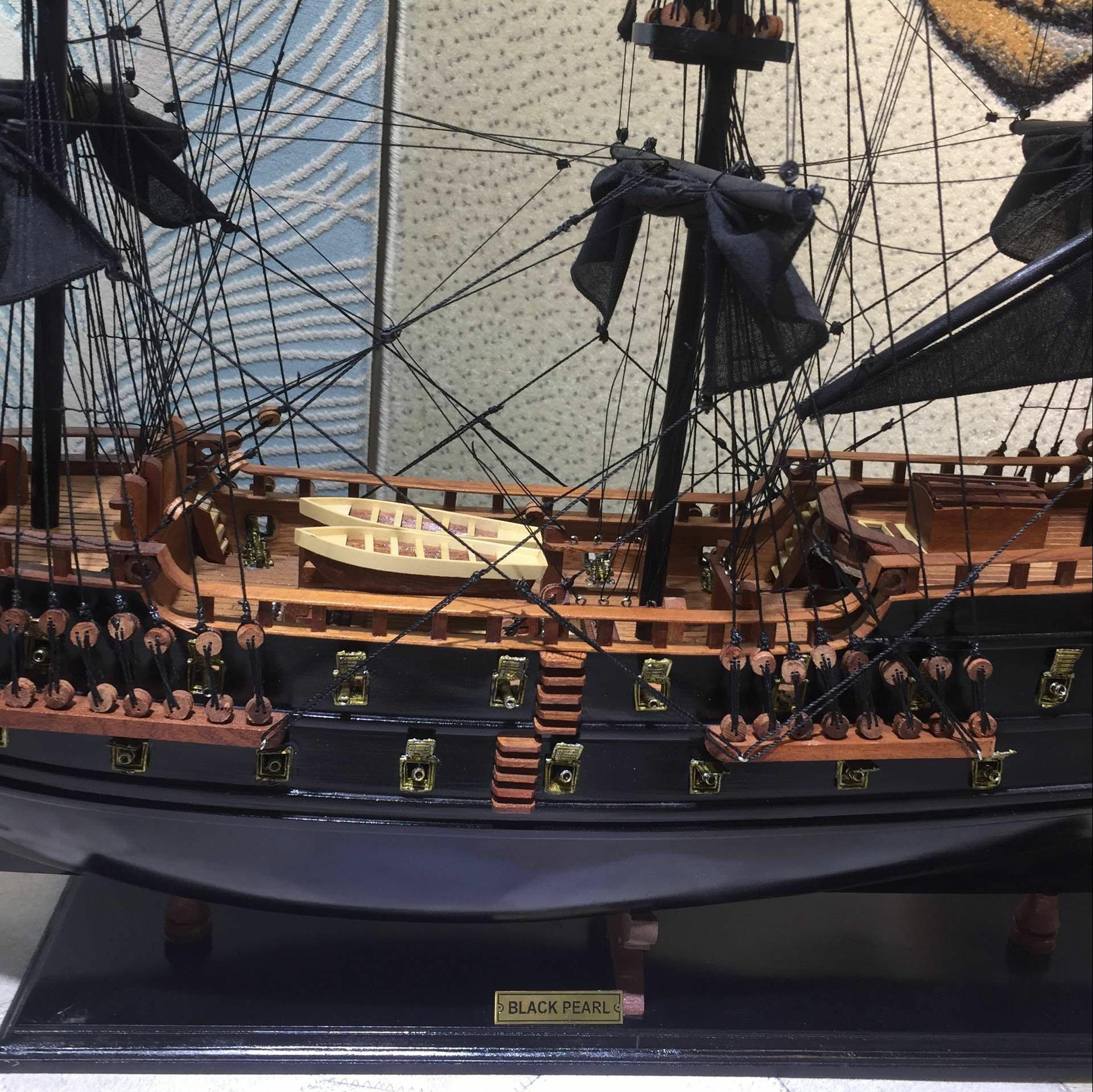 黑珍珠号加勒比海盗船模型工艺船仿真木船实木质帆船复古摆件礼品