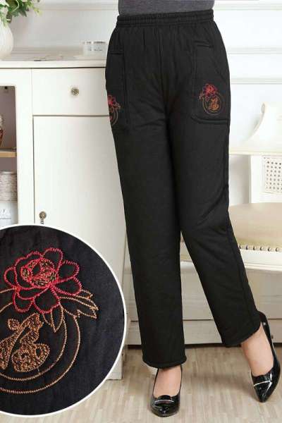 迪鲁奥(DILUAO)40岁50岁妈妈穿的加绒裤中老年人女裤厚款高腰宽松妈妈冬装60岁奶奶70老太太棉裤外穿