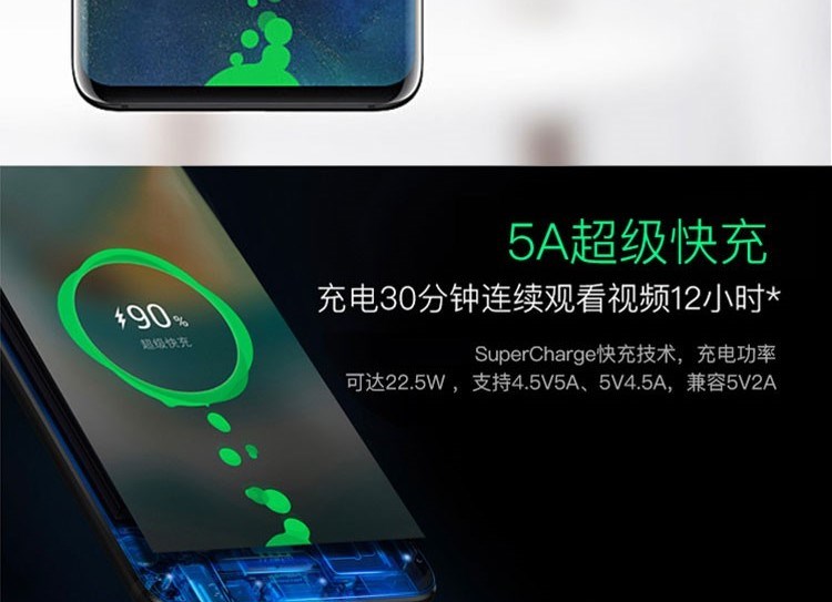 荣耀v20/10充电器华为mate20/10/9/p20pro头适用快充5a快速数据线 5a