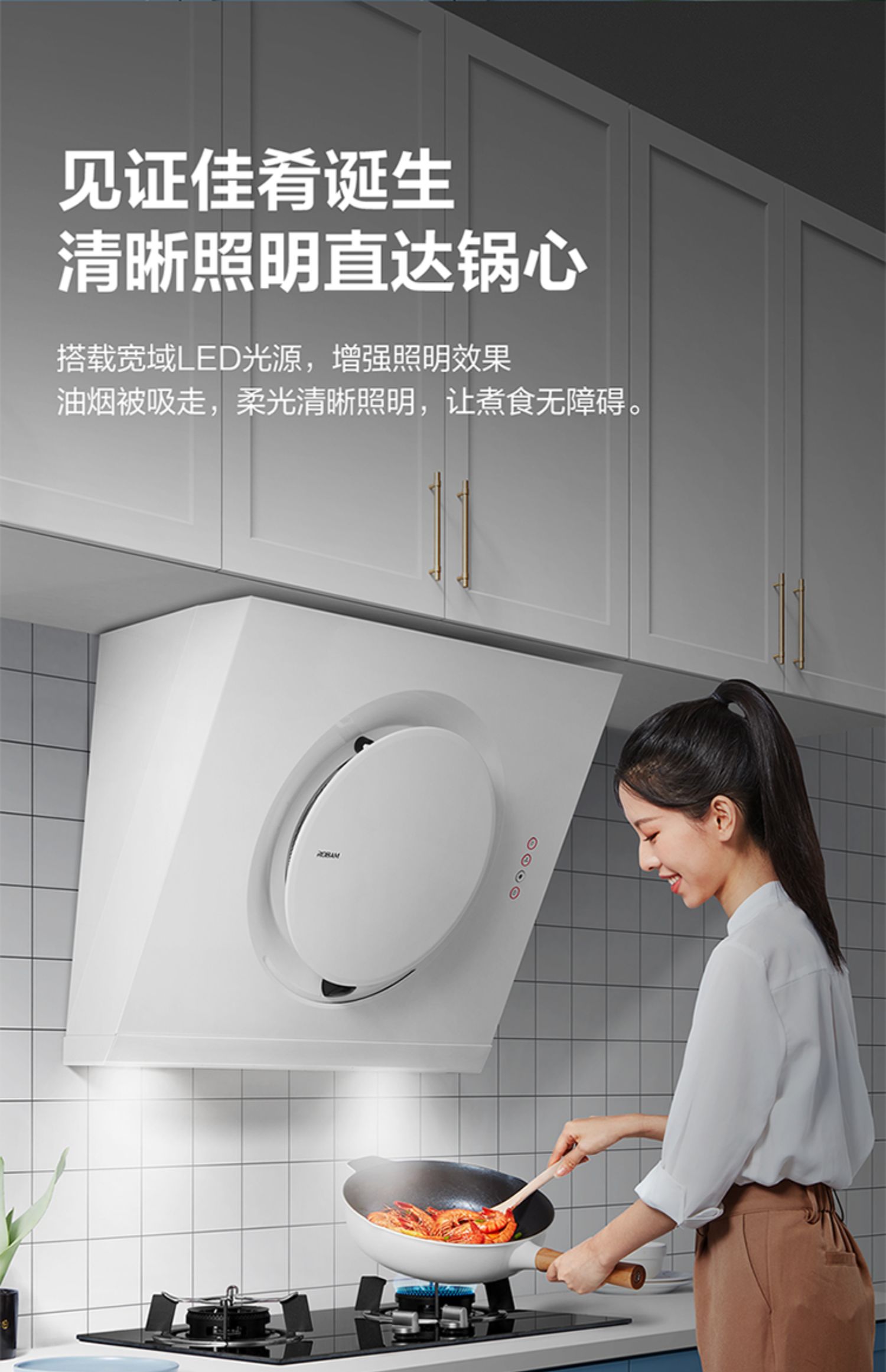 老板白色油烟机小型吸油烟机抽油烟机脱排大吸力家用白色