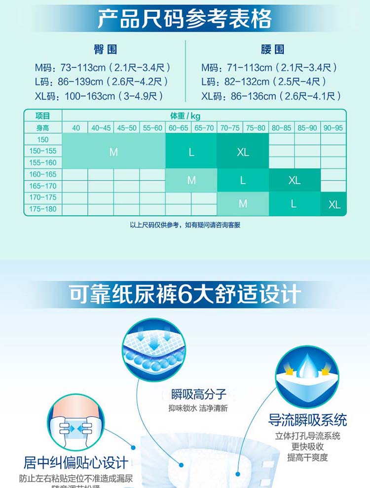 可靠加强夜用型成人纸尿裤 老年人尿不湿xl加大号 10片/包