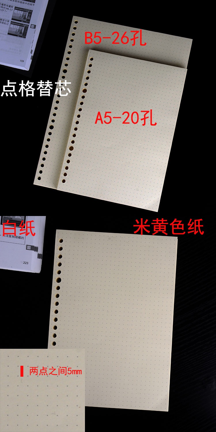 b5/a5/a4活页本替芯30孔26空白纸80张方格英语错题可双面打印带孔 a4