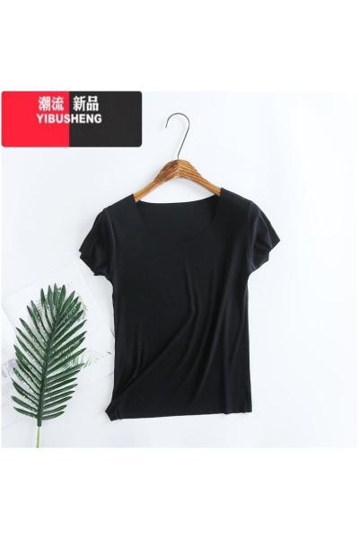 YIBUSHENG短袖T恤女薄款上衣简约修身大码内搭百搭圆领莫代尔打底衫