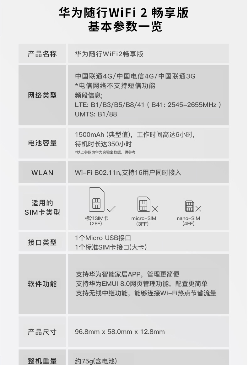 huawei/华为随行wifi2畅享版随身移动wifi联通电信4g无线路由器车载