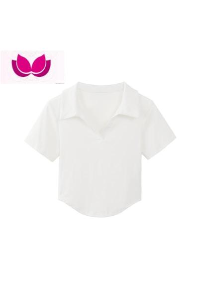 七斓不规则白色纯欲短款T恤女装夏季新款领修身短袖甜辣正肩上衣