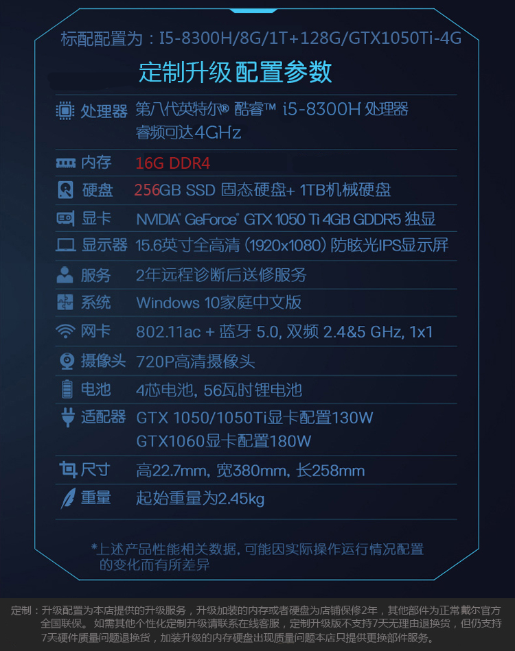 戴尔g3i5配置,戴尔g3九代i5 戴尔(dell)灵越游匣g3 8代四核i5-8300h/gtx1050ti 4g独显学生电竞