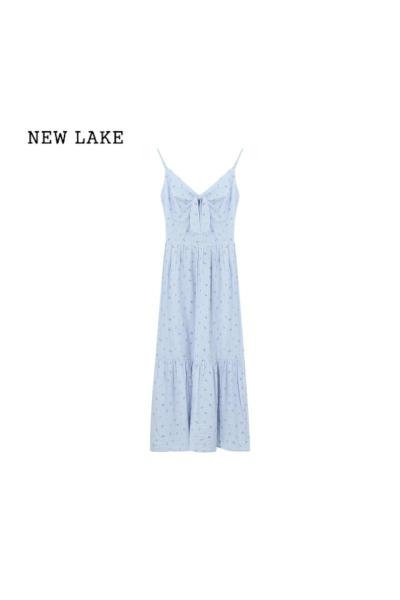 NEW LAKE一颗小野莓甜美碎花吊带连衣裙女夏季韩版法式气质收腰显瘦长裙子