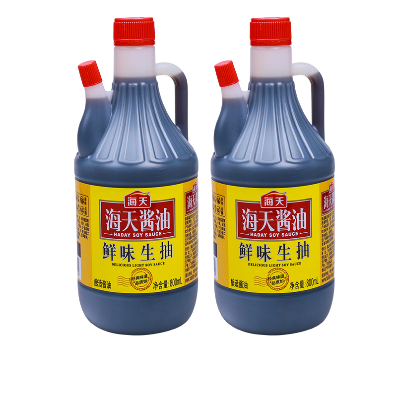 海天鲜味生抽800ml2壶点蘸佐餐凉拌烹调炒菜清蒸酱油调味品