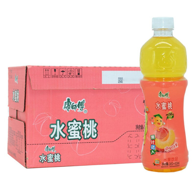 康师傅水蜜桃汁整箱500ml15瓶水果味饮料瓶装饮品