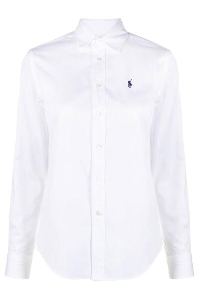 Ralph lauren 拉夫劳伦 女士衬衫 经典刺绣logo长袖白棉衬衫 百搭时尚打底衫 海外购