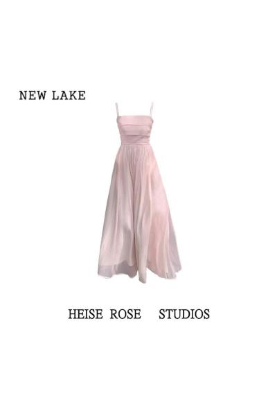 NEW LAKE海边度假法式连衣裙女夏2024新款粉色显瘦裙子仙女仙森系吊带裙
