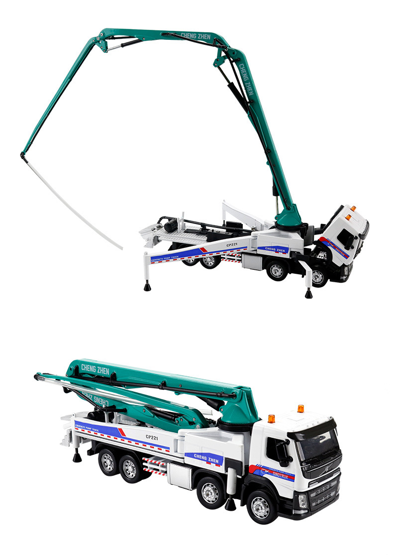 合金泵车模型水泥浇注工程车声光摆件儿童益智玩具车