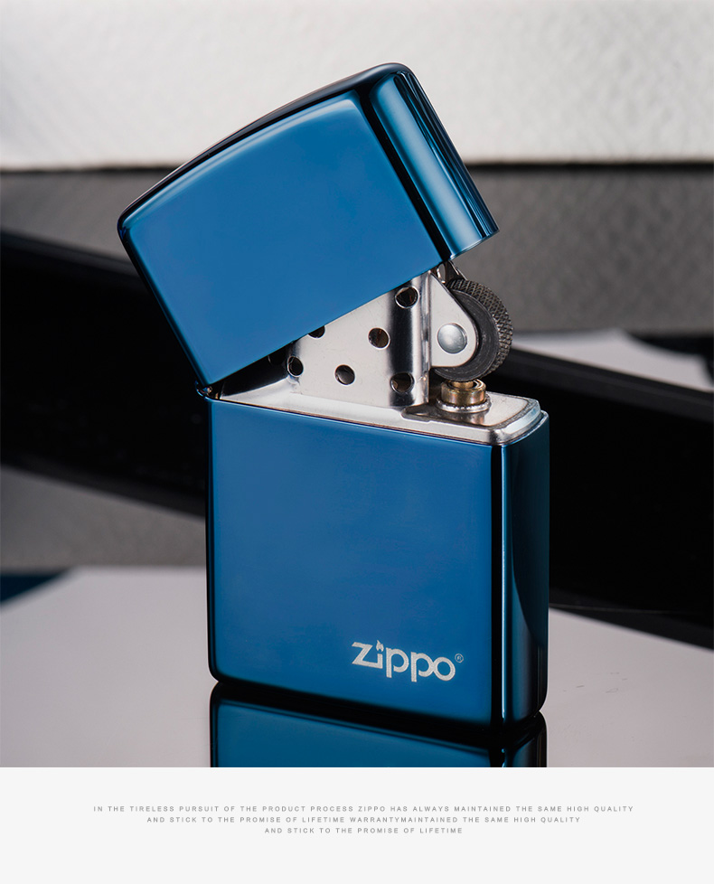 (zippo) 型号:蓝冰商标 类别:火机 产地:美国 颜色:蓝色 材质:铜 系列