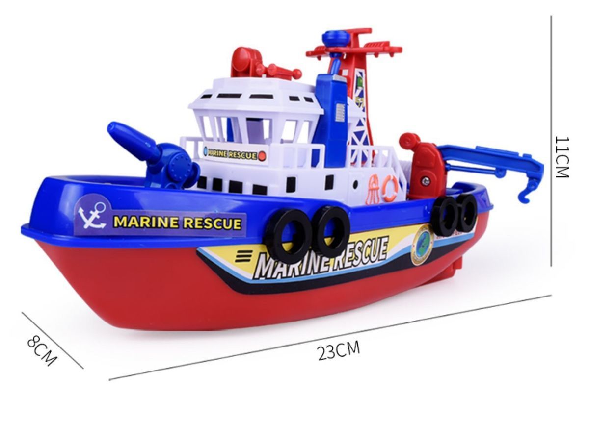 会喷水的电动消防船仿真轮船模型带音乐灯光儿童洗澡戏水玩具船真智力