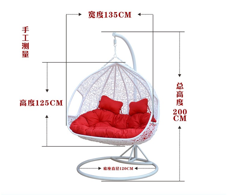 吊篮真藤新款升级白色pe环保户外室内阳台秋千吊床双人吊椅挂椅哇哎哩