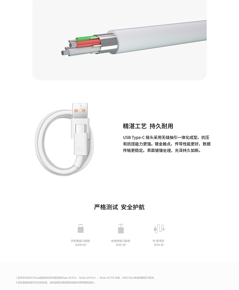 华为(huawei)华为6a数据线 usb-type-c 快充数据线 适用于华为荣耀