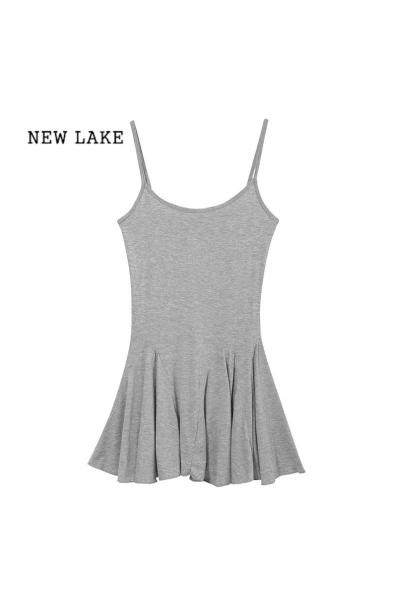 NEW LAKE韩版春夏季低胸两件套装性感微透吊带连衣裙子时尚女范气质短裙