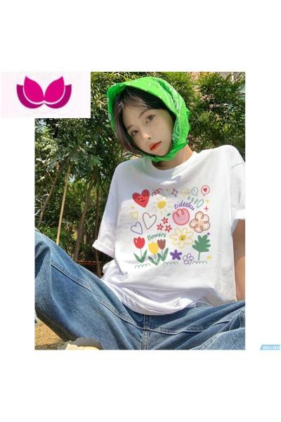 七斓chic日系短袖T恤女2023春季新款宽松韩版ins学生潮牌百搭上衣