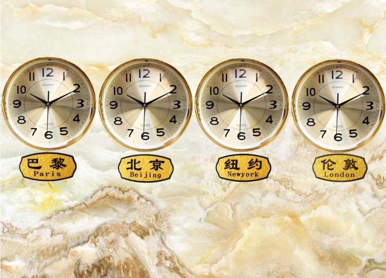 酒店挂钟大堂宾馆时钟ktv包房前台金色 钟表简约静音世界时间 商品有