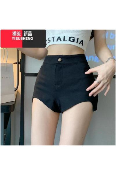 YIBUSHENG白色下半身失踪西装短裤女高腰显瘦a字休闲裤紧身弹力辣妹热裤子