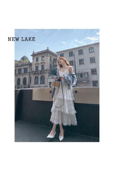 NEW LAKE白色无袖吊带连衣裙女夏季2024年新款法式海边度假收腰仙长裙子
