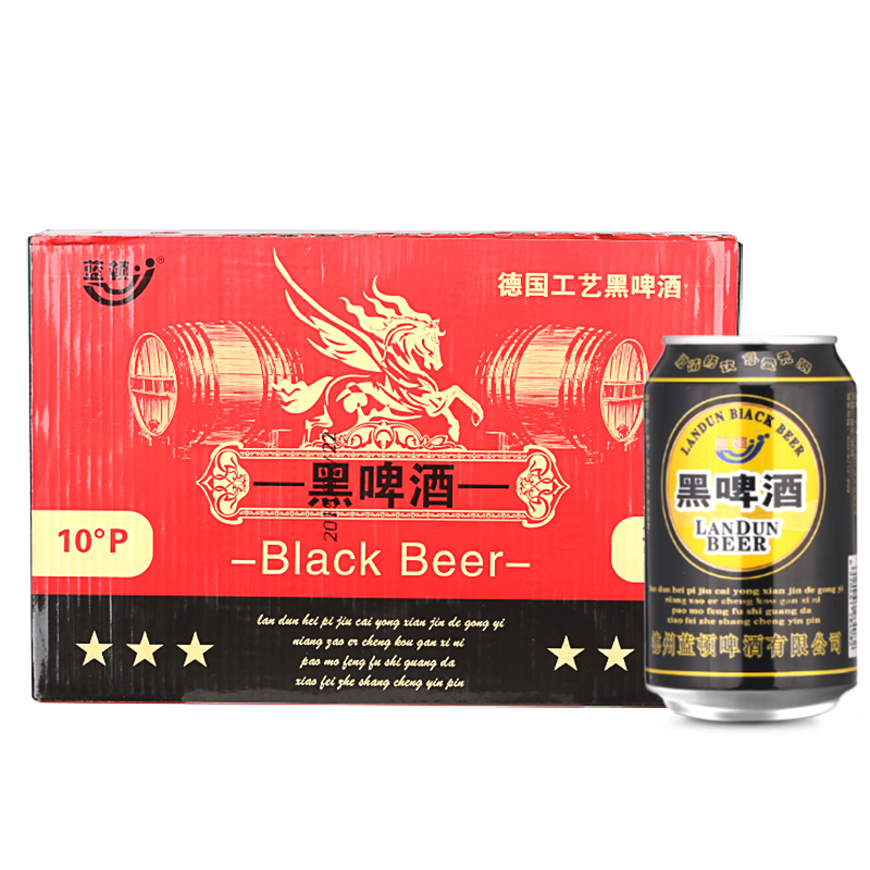 蓝顿啤酒 德国工艺黑啤酒箱装320ml*24罐精心酿造黑啤酒口感醇厚整箱