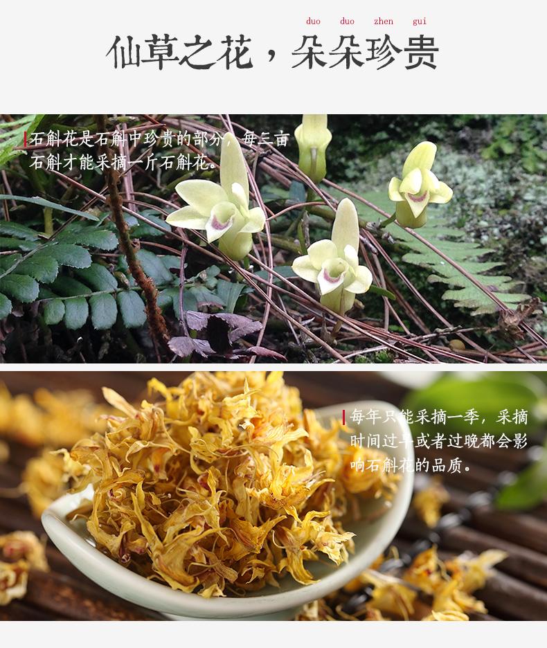 徽元霍山铁皮石斛花茶石斛干花15g3罐装