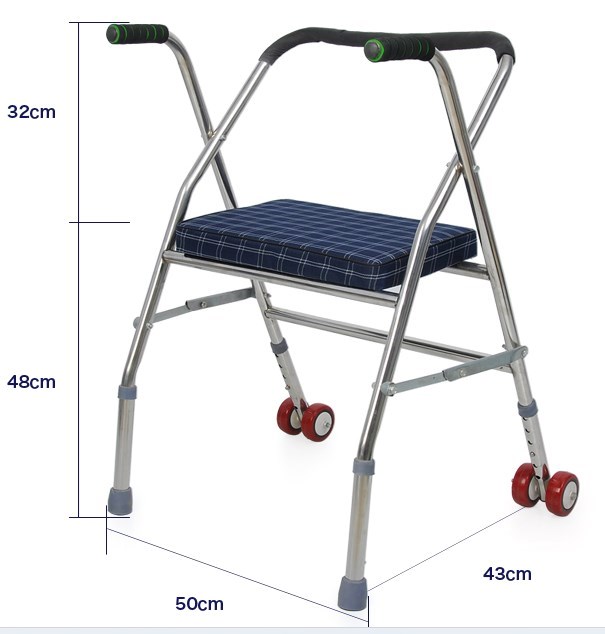 老年人步行扶椅轮助力器坐不锈钢架代步车行走拐棍走路康复