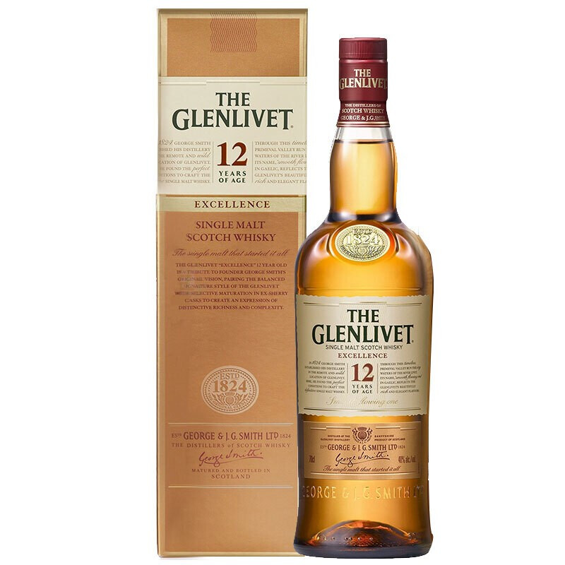 格兰威特(Glenlivet) 醇萃12年雪莉桶陈酿 英国进口 单一麦芽苏格兰威士忌 700ml