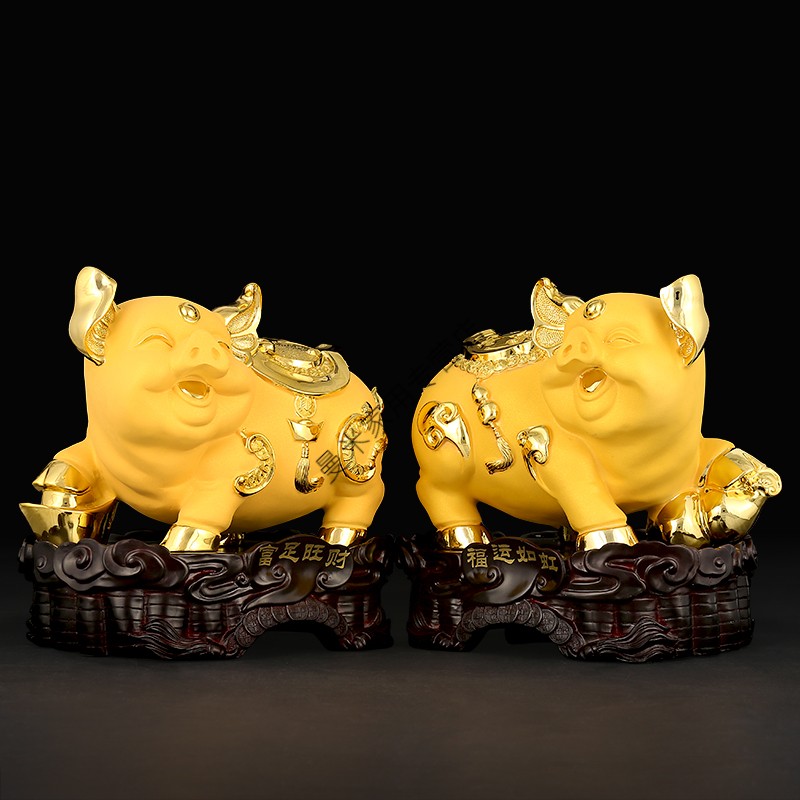 金猪摆件财猪吉祥物新年开红工艺礼品家居客厅酒柜装饰品