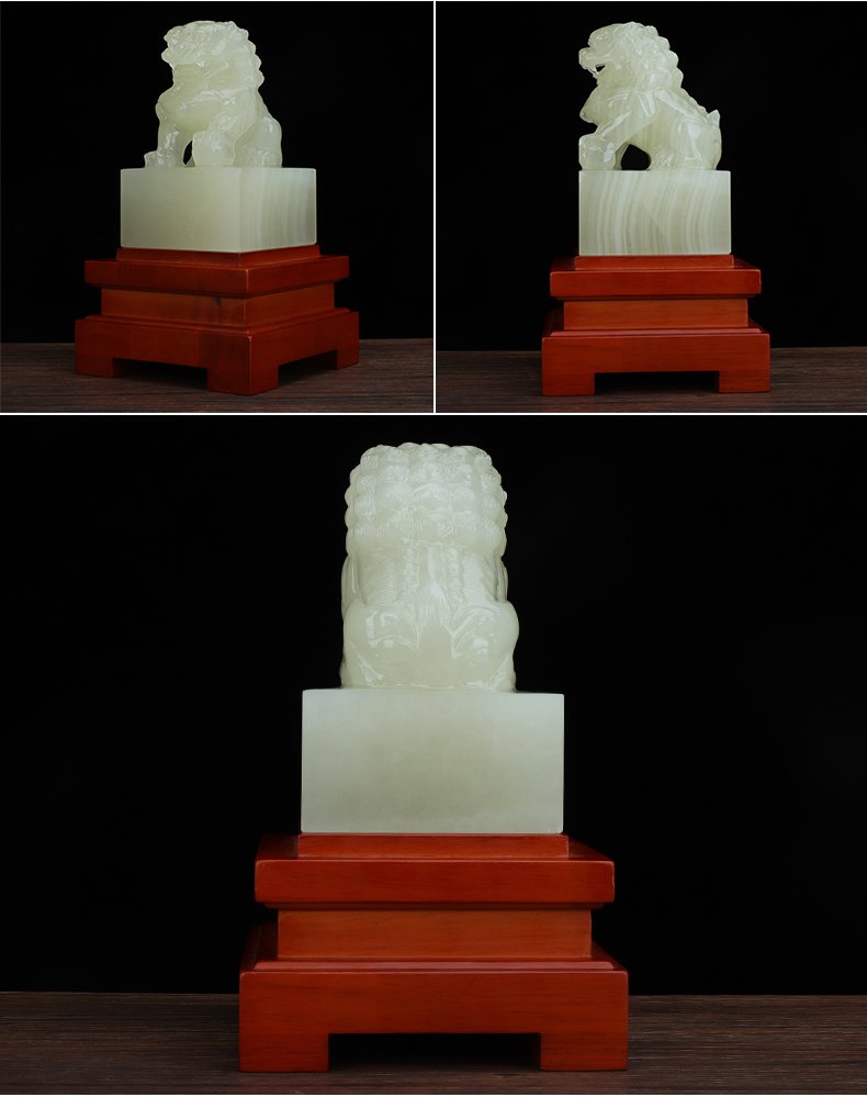 礼氏嘉天然玉石狮子官印玉玺印章摆件高档收藏品纪念品篆刻名字印章