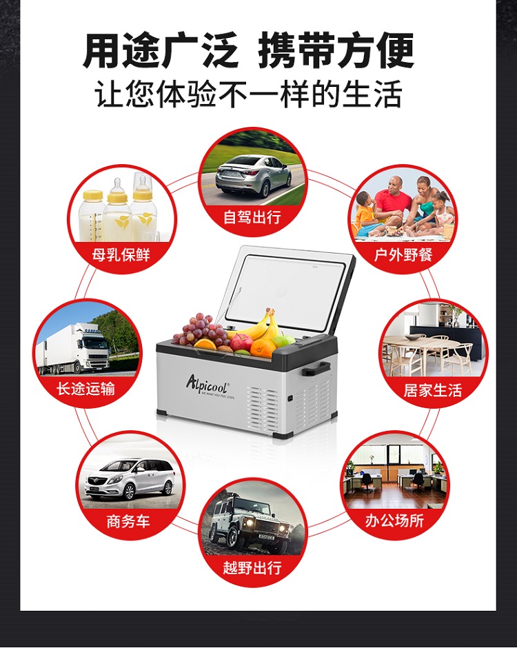 冰虎alpicool车载冰箱压缩机制冷冰箱c20升车家两用24v12v户外车用