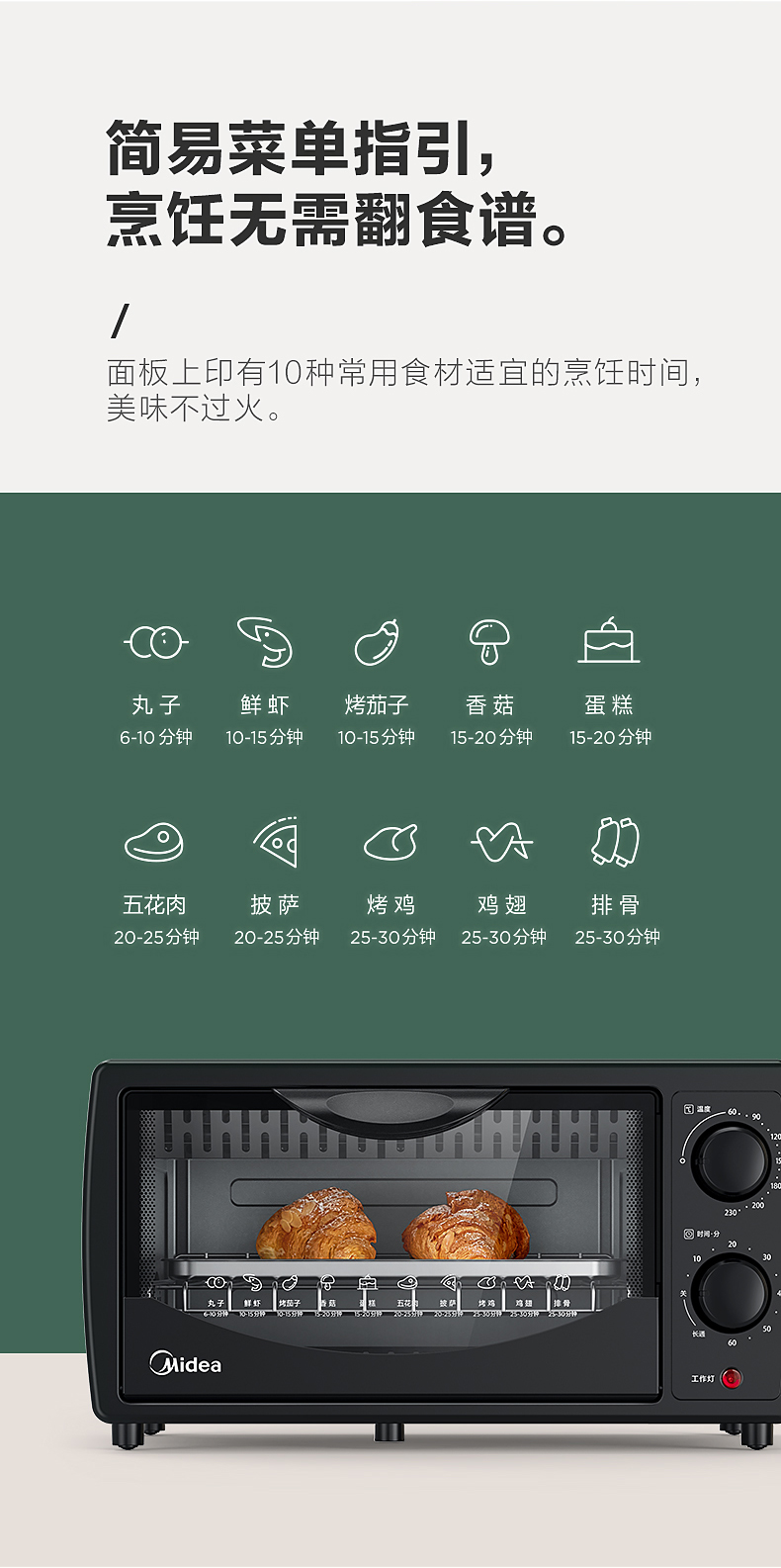 美的烤箱功能键图解图片