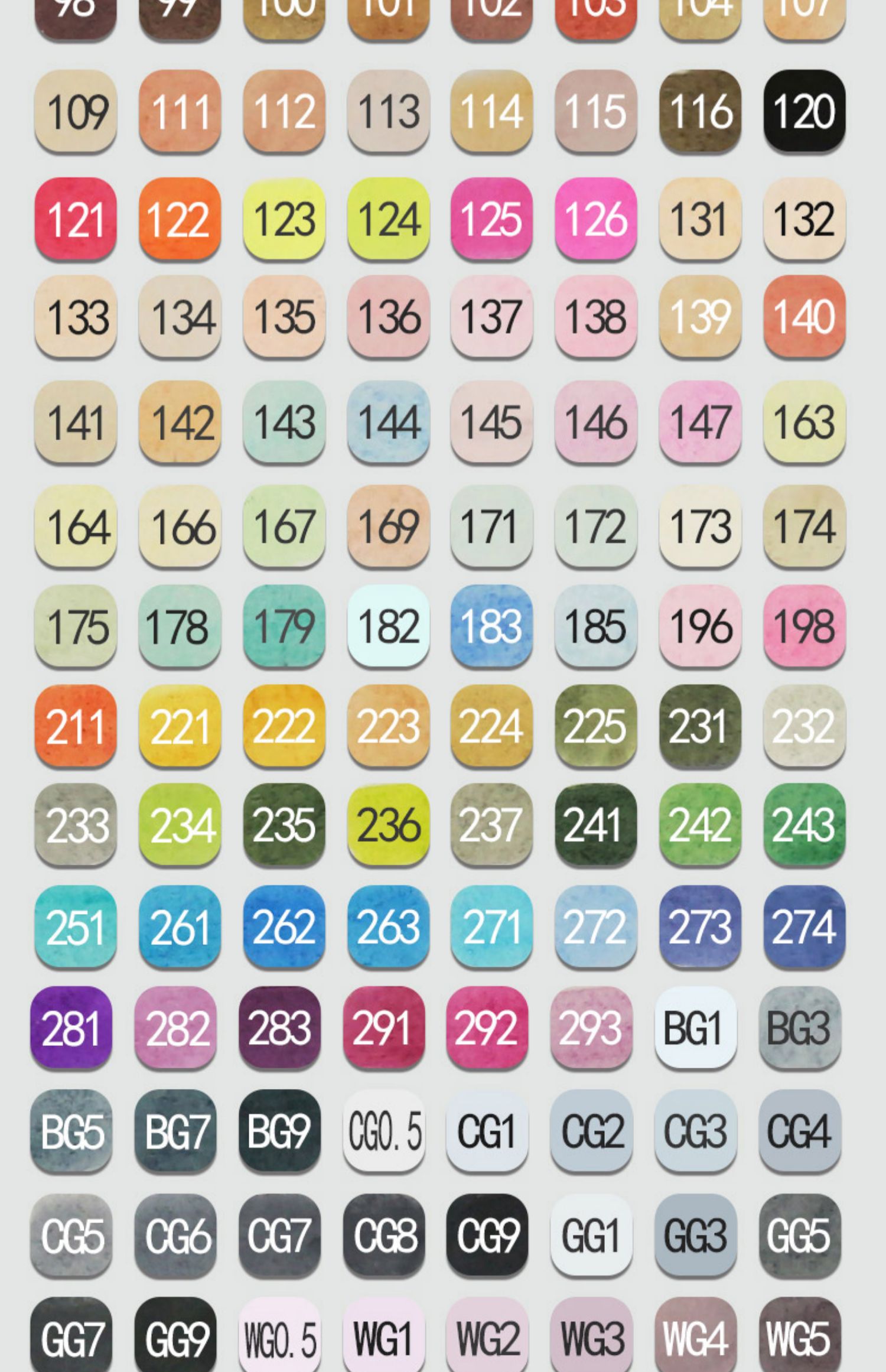 36色马克笔色号表图片