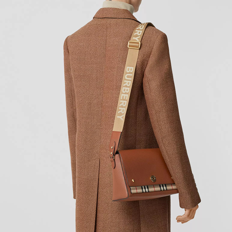 预订burberry博柏利vintage格纹拼皮革note斜背包258518cm