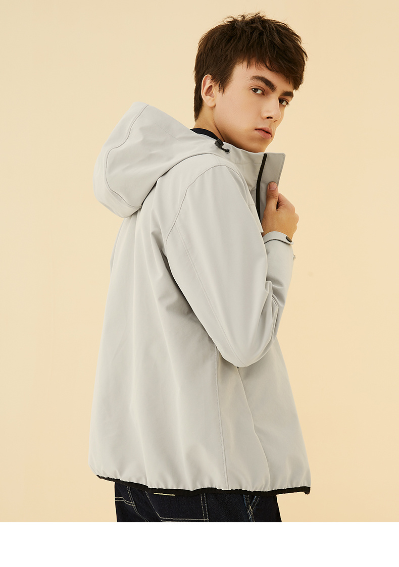 热风男士防风连帽夹克休闲青年长袖外套