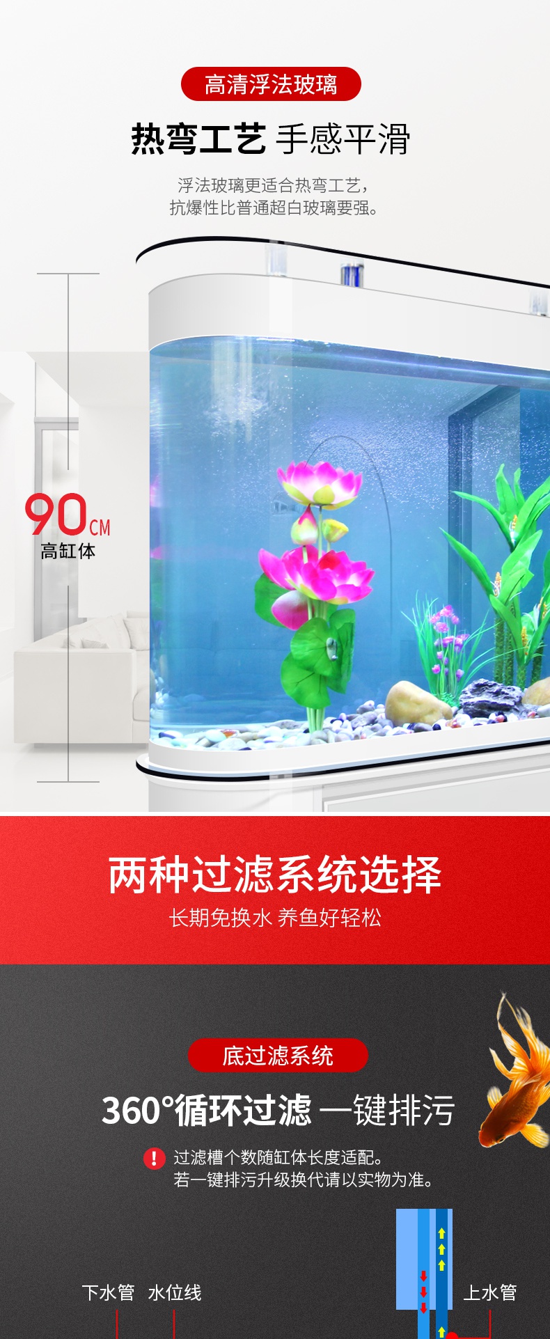 茉写宠物日用子鱼缸水族箱家用中大型客厅烤漆屏风金鱼缸生态玻璃玄关 价格图片品牌报价 苏宁易购玖信宠物用品专营店
