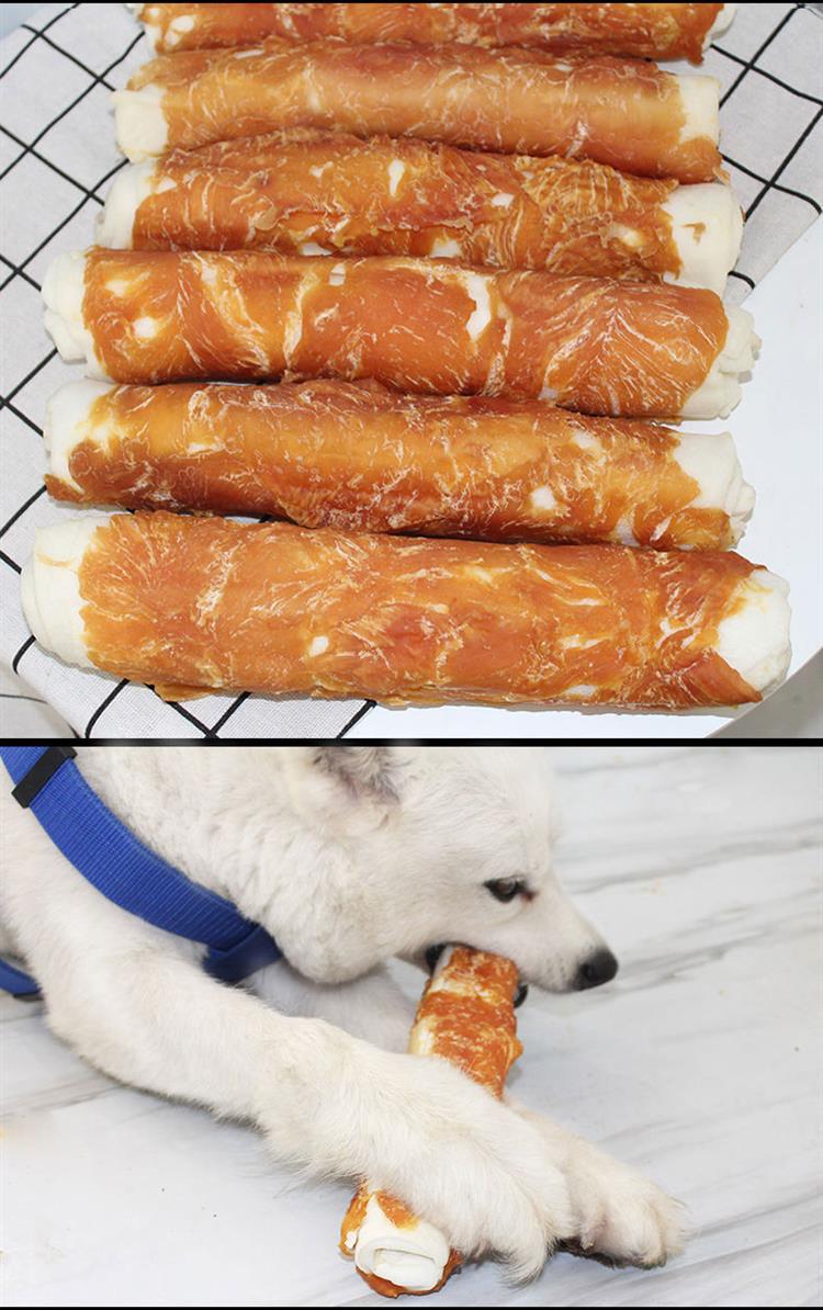 鸡肉牛皮卷95寸狗狗磨牙棒耐咬宠物零食金毛中大型犬洁齿骨