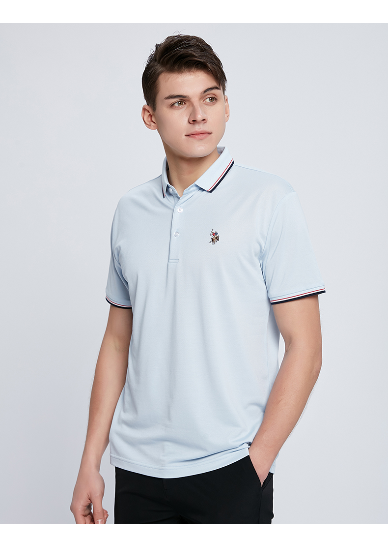 uspolo assn 夏季新款男士polo衫短袖宽松翻领纯色韩版百搭上衣