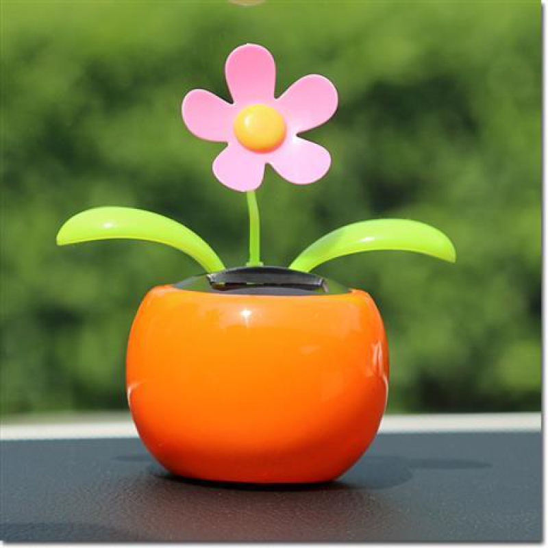 车载香水汽车摆件创意可爱太阳能摇头花漂亮车内装饰汽车香水用品红色