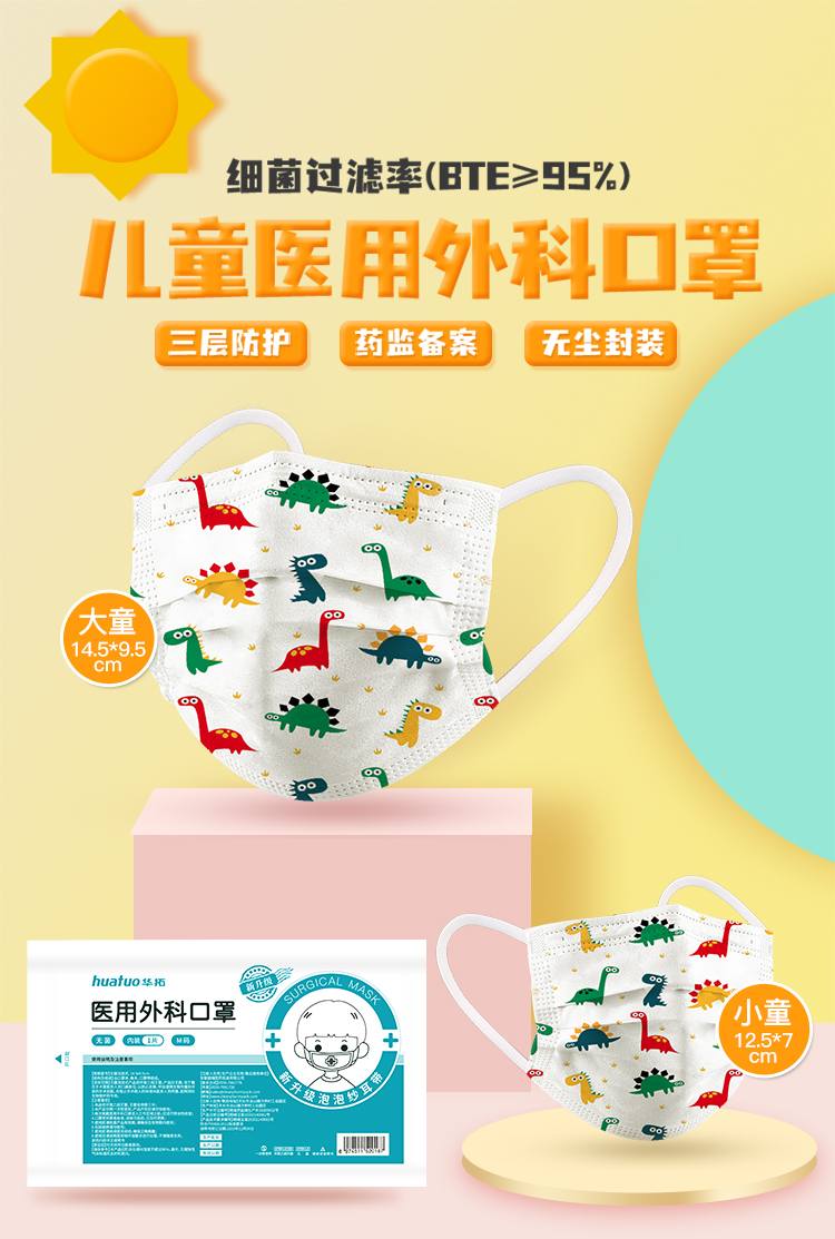 医用外科儿童口罩灭菌型单只独立包装彩色一次性医疗口罩无菌型防病菌