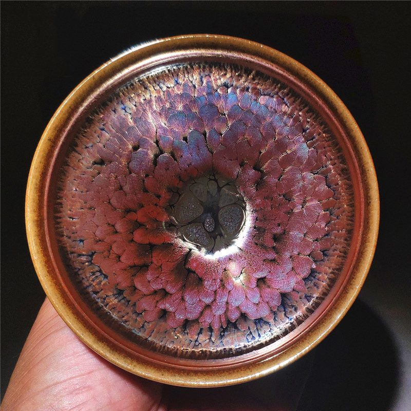 凯斯唯嘉建阳建盏名师黄涛手作金樽彩金原矿油滴盏茶杯主人杯单杯礼盒