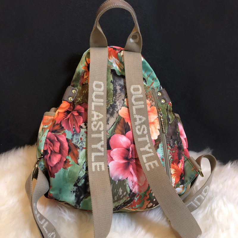 new lake2021新款花布背包印花大容量时尚牛津布休闲旅行双肩包包女潮