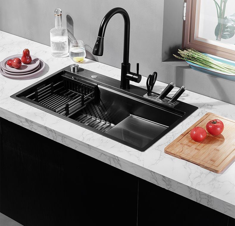 美仕杰纳米不锈钢厨房水槽台阶槽阶梯式大单槽高低槽洗菜盆洗碗池水池