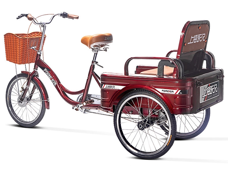 永久三轮车老人脚蹬代步人力自行车成年大人轻便拉货脚踩脚踏单车